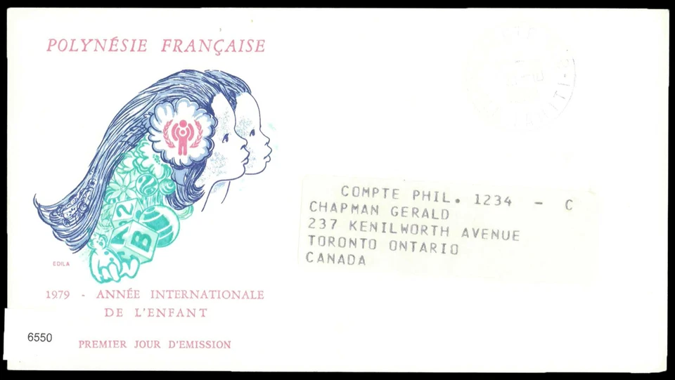 SAVOYSTAMPS-FRENCH POLYNESIA-1980-FDC WITH COLORFUL CACHE FROM TAHITI TO CANADA - Image 1 of 1
