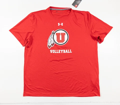 University of Utah Shirt Adult Large Red Short Sleeve Under Armour College Tee Cover