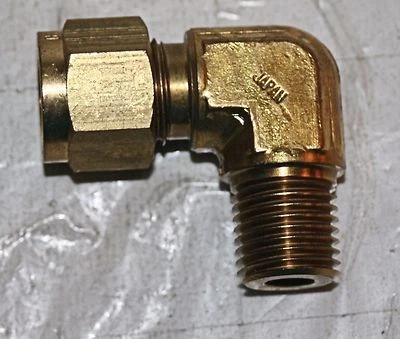 3/8" Tube x 1/4" MNPT Brass Male Elbow Fitting  Bi-Lok DLN 6-4B - Image 1 of 4