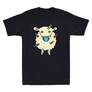 Anti Vax Booster I Will Not Comply Funny Sheep Meme Quote Vintage Men's T-Shirt - Picture 1 of 8