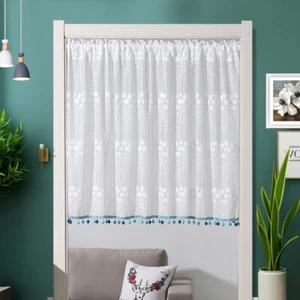 Cortina de puerta/ventana floral de encaje de red con cuentas divisor de habitación de puerta de cocina - Imagen 1 de 10