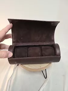 New 3 Watch Roll Travel Case Handmade Leather Velvet Protection Fast Shipping - Picture 1 of 13