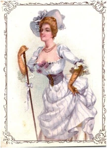 1880s Leckerling Piano Trade Card J.P. Julius York PA Pretty Victorian Lady - Picture 1 of 2