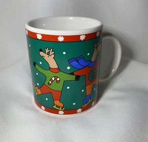 Rentier Urlaub Winter Schnee Grün Bunt Frohe Weihnachten Kaffee Tee Tasse Becher - Bild 1 von 6