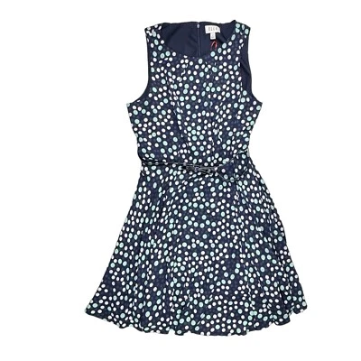 ELLE Sz 16 Tropic Fresh Fit & Flare Dress Sleeveless Polka Dot Belted NWT $60 - Image 1 of 4