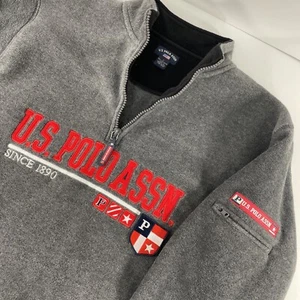 US Polo Assn 1890 grau Fleece Gr. L Large Pullover Sweatshirt Sweater 1/4 Zip - Bild 1 von 9