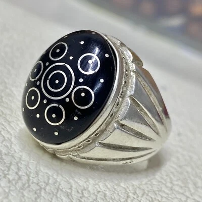 unique Black Coral Yemeni Stone, Handmade 925 Sterling Silver Ring, Unique Gems - Image 1 of 4