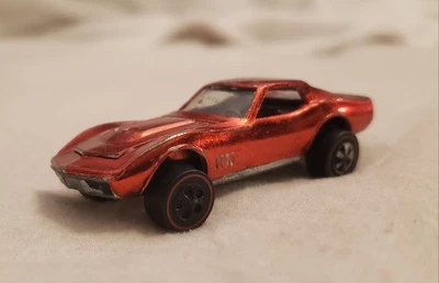 Used Hot Wheels Redline Custom Corvette Red Vintage. Worn Black Interior - Image 1 of 4