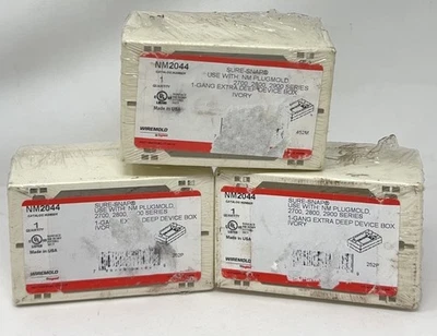 批量 3 件 Legrand 线模 NM2044 超深设备盒 1 Gang 象牙色 Plugmold 全新 — 第 1/2 张图片