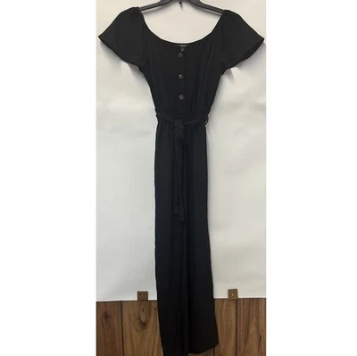 Женский комбинезон Alfani XL с глубокими черными пуговицами на передней талии и широкими штанинами RETAG AN15 - Изображение 1 из 4