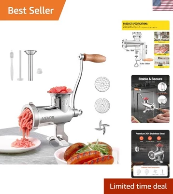 Versátil Molinillo de Carne Manual con 2 Platos y Accesorio para Embutidos Foto 1 de 4