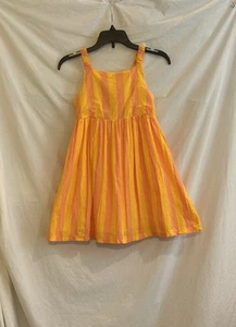 Rachel Zoe Girls Size 7 Orange Yellow Gold Striped Cotton Sundress - Picture 1 of 9
