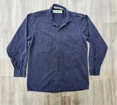 Camisa de Trabajo Cintas Para Hombres Talla Mediana Abotonada Manga Larga Azul Marino Algodón De Colección Foto 1 de 4