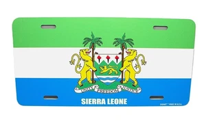 SIERRA LEONE FLAG WITH COAT OF ARMS METAL CAR NOVELTY LICENSE PLATE AUTO TAG - Picture 1 of 15