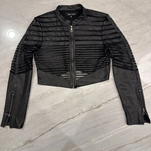 Vegan Leather Grunge Goth Punk Cropped Jacket M Black Witchy New Look Zip Up - Picture 1 of 16