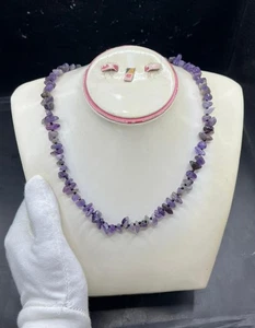 Natürlicher Amethyst Halskette 29 g | schöner lila Edelstein Perlen Schmuck - Bild 1 von 10