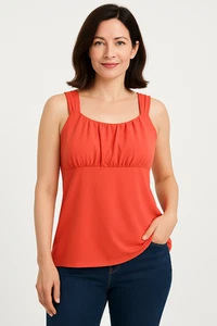 Blusa sin mangas White House Black Market naranja acanalada para mujer talla M nueva con etiquetas - Imagen 1 de 7
