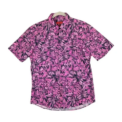 HUGO BOSS *NWT* Casual Slim Fit S/S Shirt Men's Size Medium Bright Pink Floral - Image 1 of 4