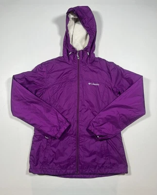 Columbia Jacket Womens Small Purple Sherpa Fleece Lined Hooded Full Zip Rain - Image 1 of 4
