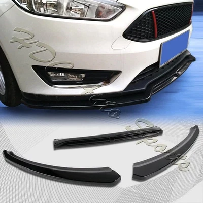 Fit 12-18 Ford Focus SE SEL Painted Black Front Bumper Splitter Spoiler Lip 3PCS - Image 1 of 2