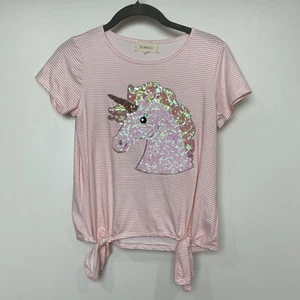 BTWEEN Kids Girls Sz 12 Shirt Short Sleeve pink sequin Unicorn T-Shirt Top - Picture 1 of 12