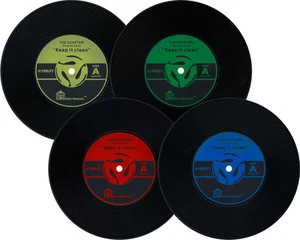 Set/4 Vinyl Record Album Coasters Silicone Home Decor 45rpm Classic Music Gift - Picture 1 of 5