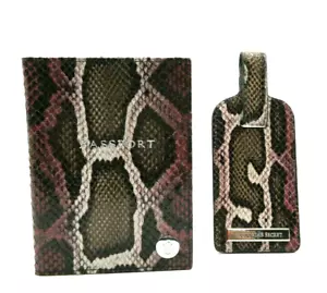 Victoria's Secret Passport Cover w Matching Luggage Tag Rose Pink Python - Picture 1 of 9