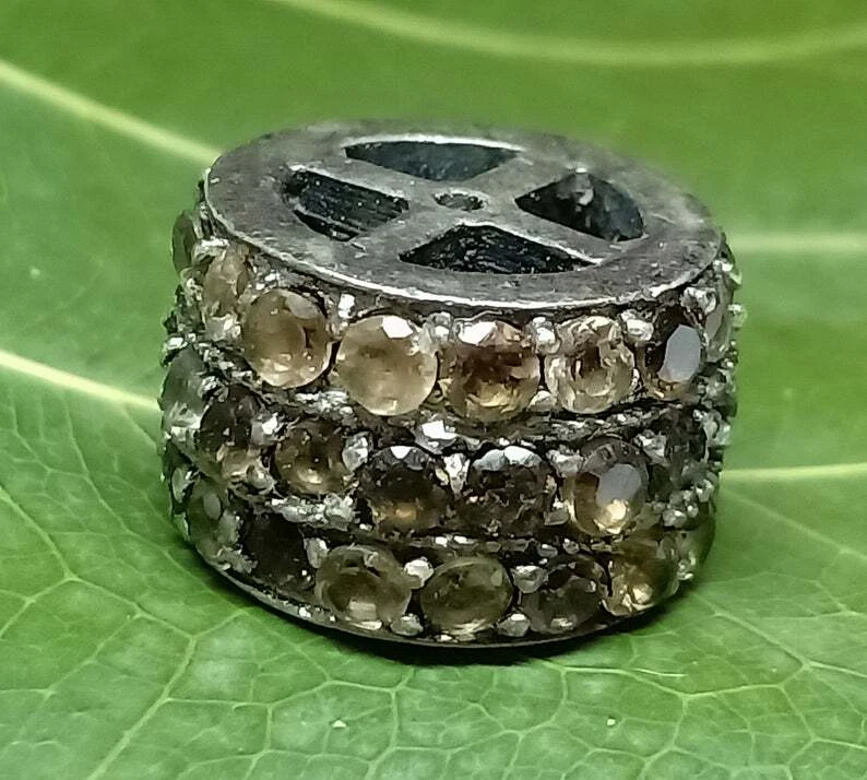 Cuentas hechas a mano cuarzo ahumado piedras preciosas plata de ley 925 joyería fina Foto 1 de 1