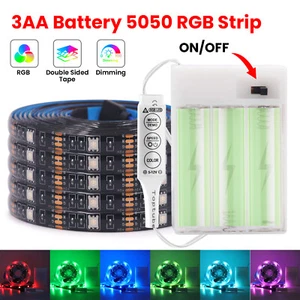 5V Batterie Betrieben LED Stripe Leiste Streifen Lichtband RGB 5050 SMD Dimmbar - Bild 1 von 21