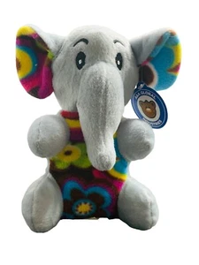 A&A Global Sitting Elephant Plush Gray Floral Stuffed Animal Lovey Toy Tagged - Picture 1 of 7