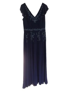 Review Limited Edition Blue Formal Dress Gorgeous Collectable Size 12 Black Bead - Picture 1 of 12