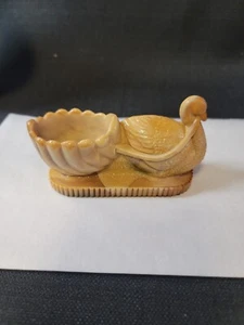 Vintage Carmel Slag Glass Open Salt Goose W/ Cart - Picture 1 of 8