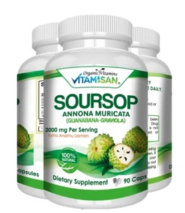 SOURSOP GRAVIOLA IMMUNE SUPPORT ANTIOXIDANT 2000 mg 90 caps Annona muricate - Picture 1 of 8