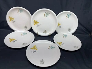 Set of 6 ~ W. S. George "ATOMIC FLOWERS" Dinner Plates ~ 10 3/8" - Picture 1 of 12
