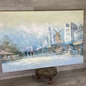 Vintage Impressionist Oil Painting Original Parisian Signed J. Brown 36" x 24" - Picture 1 of 18