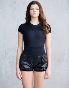 Chic Ballet XS Bethany Trash-Bag Dance Shorts Black Shiny / CL / women’s XS - Picture 1 of 10