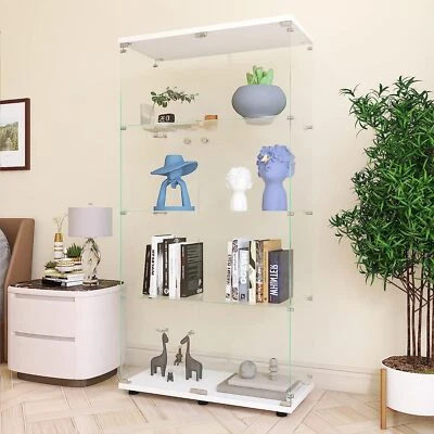 NIFOTI 4-Shelf Glass Display Cabinet,Floor Standing Glass Curio Cabinets Bookshelf