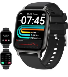 SMARTWATCH OROLOGIO BLUETOOTH TOUCH CHIAMATE ANDROID IOS SPORT FITNESS IP68 NERO - Foto 1 di 7