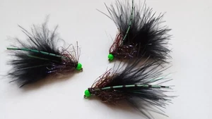 Black Damsel Blue Flash Fly Fishing Wet Trout Flies - Picture 1 of 4