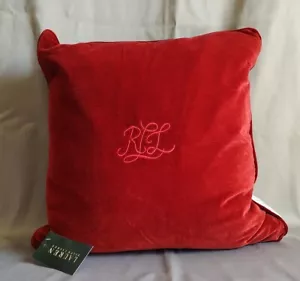 Ralph Lauren - Red Velvet Embroidered Throw Pillow - 20" x 20" - NWT - Imagen 1 de 5