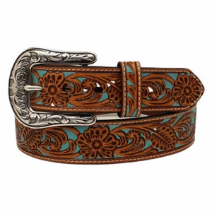 Cinturón turquesa superpuesto floral para mujer A1534108 Ariat de 1 1/2" NUEVO - Imagen 1 de 1