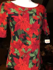 NWT Lularoe Gigi Holiday Poinsettias Poly/Spandex Top Shirt Blouse XXS Pretty - Picture 1 of 3
