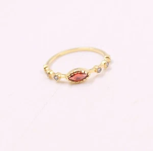 Garnet Gold Plated Ring Solid 925 Sterling Silver Size 6 US Delicate Jewelry - Picture 1 of 4
