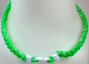 NEW! 20" Custom Clasp Braided Sports Neon Green Lime Hot White Tornado Necklace - Picture 1 of 1