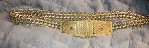Vintage Accessocraft NYC ~ Gold Tone Belt With Fancy Buckle ~ 28 Inches - Picture 1 of 4