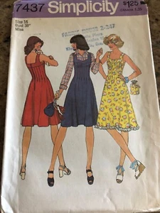 🪻1976 SIMPLICITY #7437 - LADIES DRESS - JUMPER & POUCH BAG/PURSE PATTERN 16 FF - Picture 1 of 2
