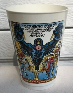 BLACK BOLT Marvel Super Heroes 7-11 Slushy CUP 1977 INHUMANS - Picture 1 of 7