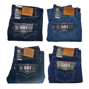 Levis 501 Mens Jeans Dark Stone Wash Non Stretch Pre-Shrunk Style 00501 - Picture 1 of 13