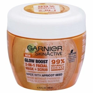 Garnier Skin Active Glow Boost 2 in 1 Facial Mask & Apricot Scrub 6.76 Oz - Picture 1 of 1