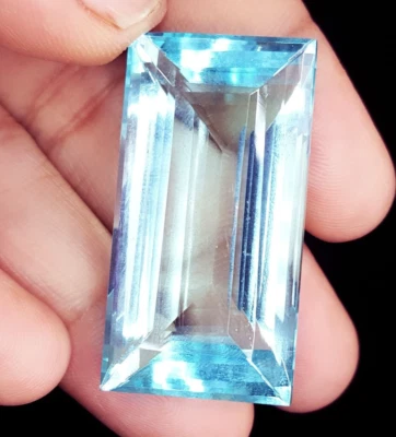 Gemas baguette certificadas transparentes de 60+ quilates de aguamarina azul ... - Imagen 1 de 4